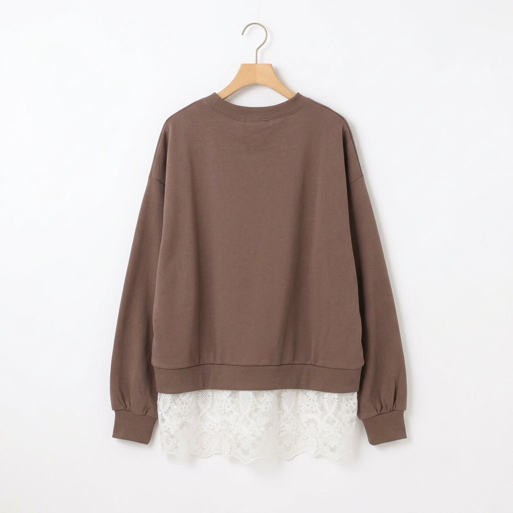 【le colis】裾レースレイヤード風スウェット