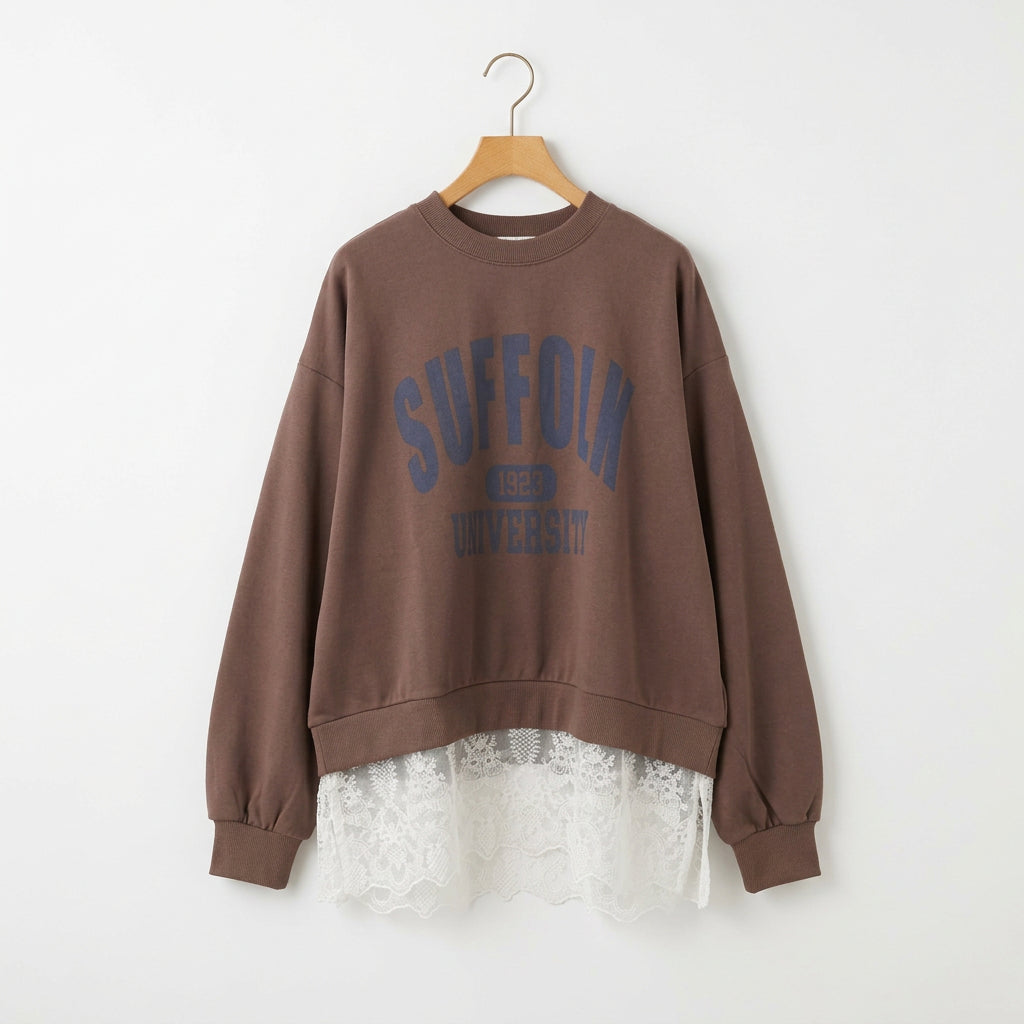 【le colis】裾レースレイヤード風スウェット