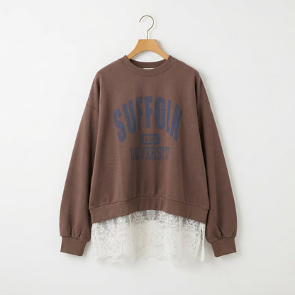 【le colis】裾レースレイヤード風スウェット
