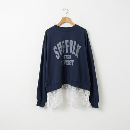 【le colis】裾レースレイヤード風スウェット