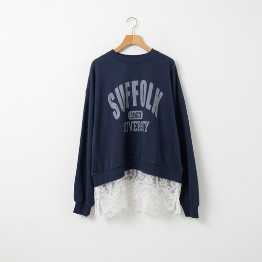 【le colis】裾レースレイヤード風スウェット