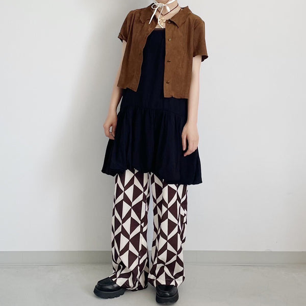 【gleam】ジオメトリック柄ルーズパンツ