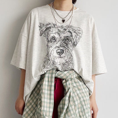 【gleam】シュナウザー線画プリントビッグT